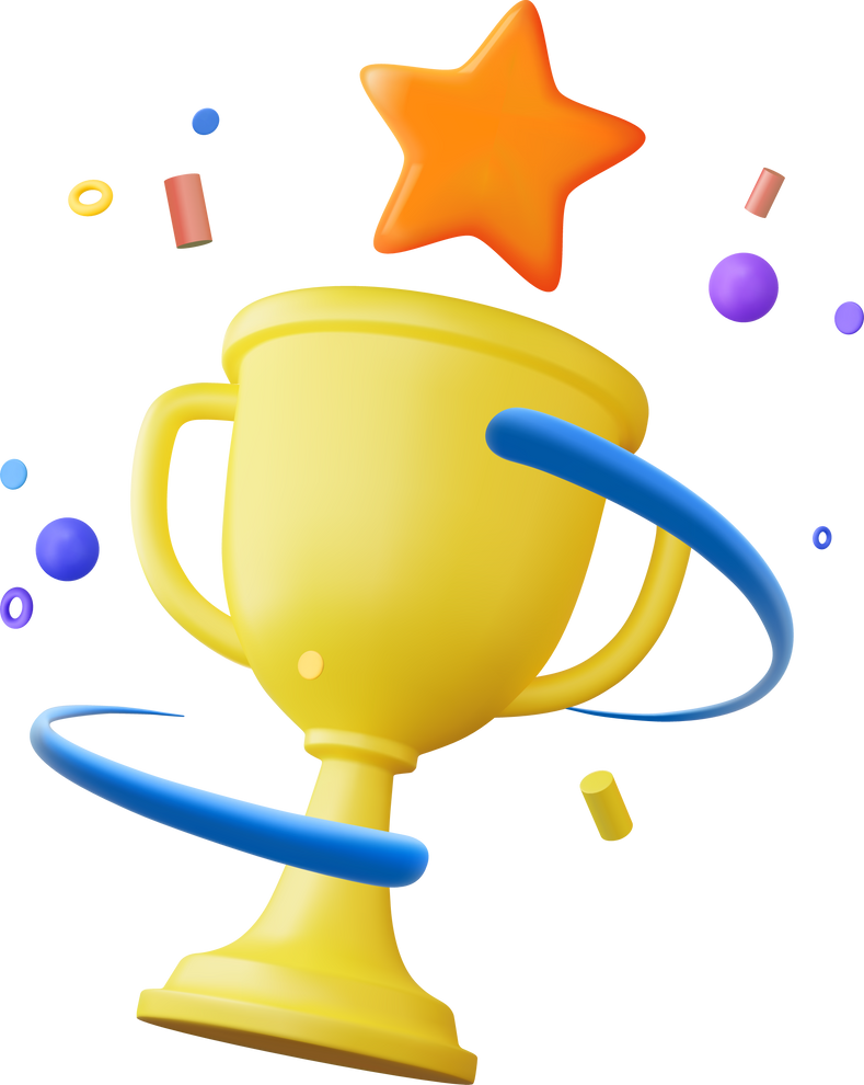 3d Champion trophy, gold cup.